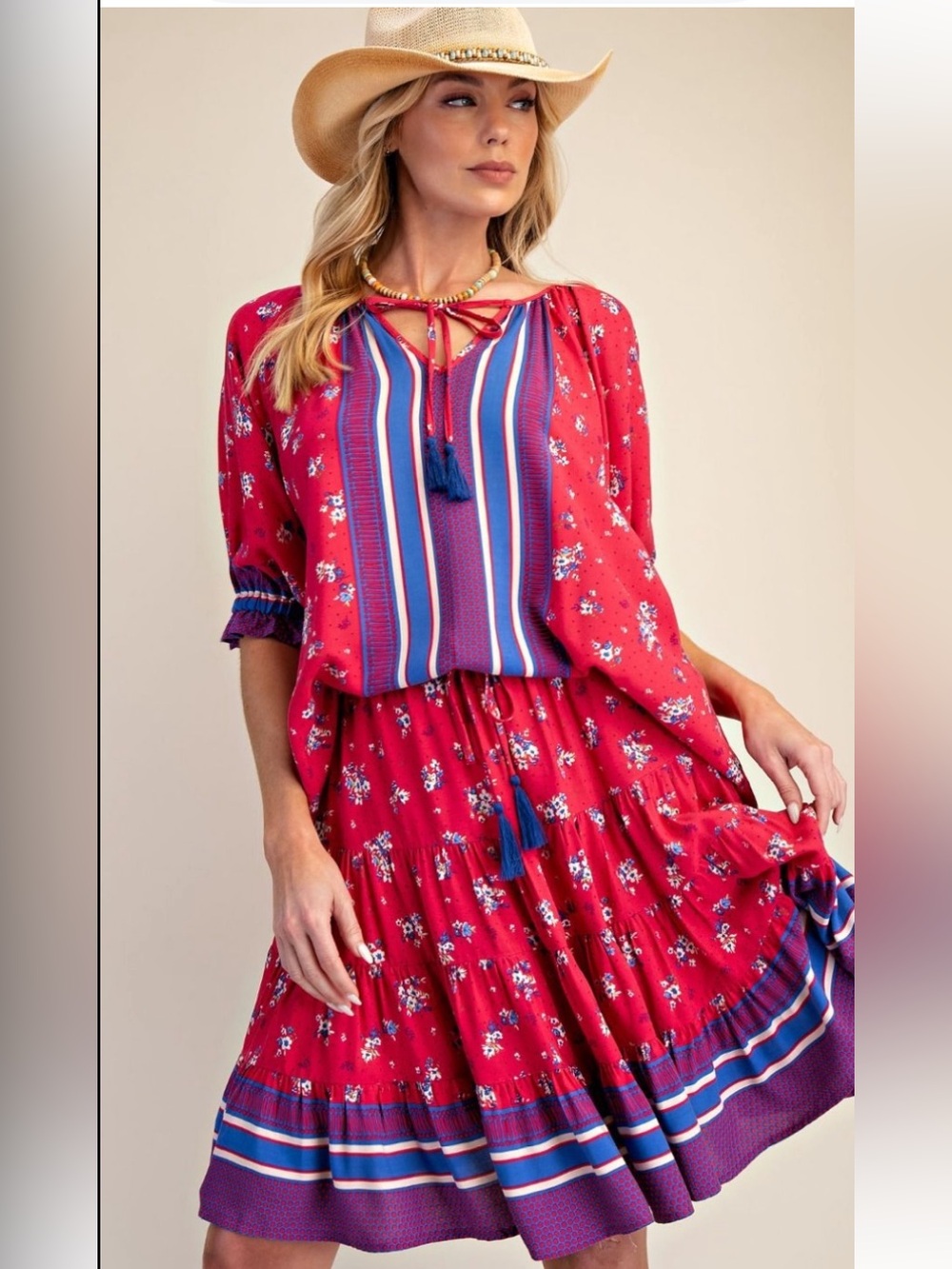 35 ❤️ 1-H BORDER PRINTED CHALLIS MINI SKIRT AND MATCHING SET - Picture 2 of 7